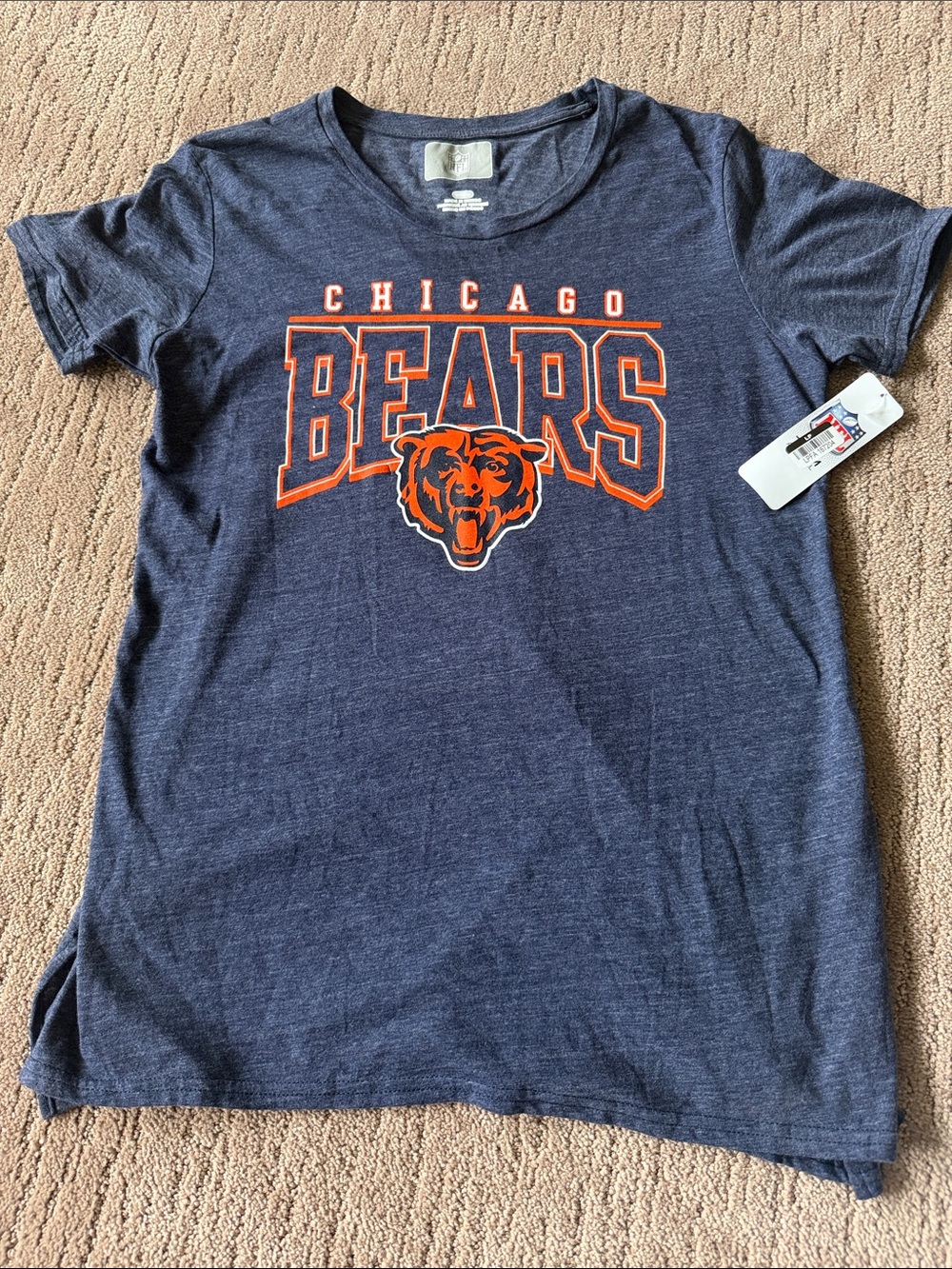 NFL Chicago Bears Navy Blue Short Sleeve Tee with Orange Logo